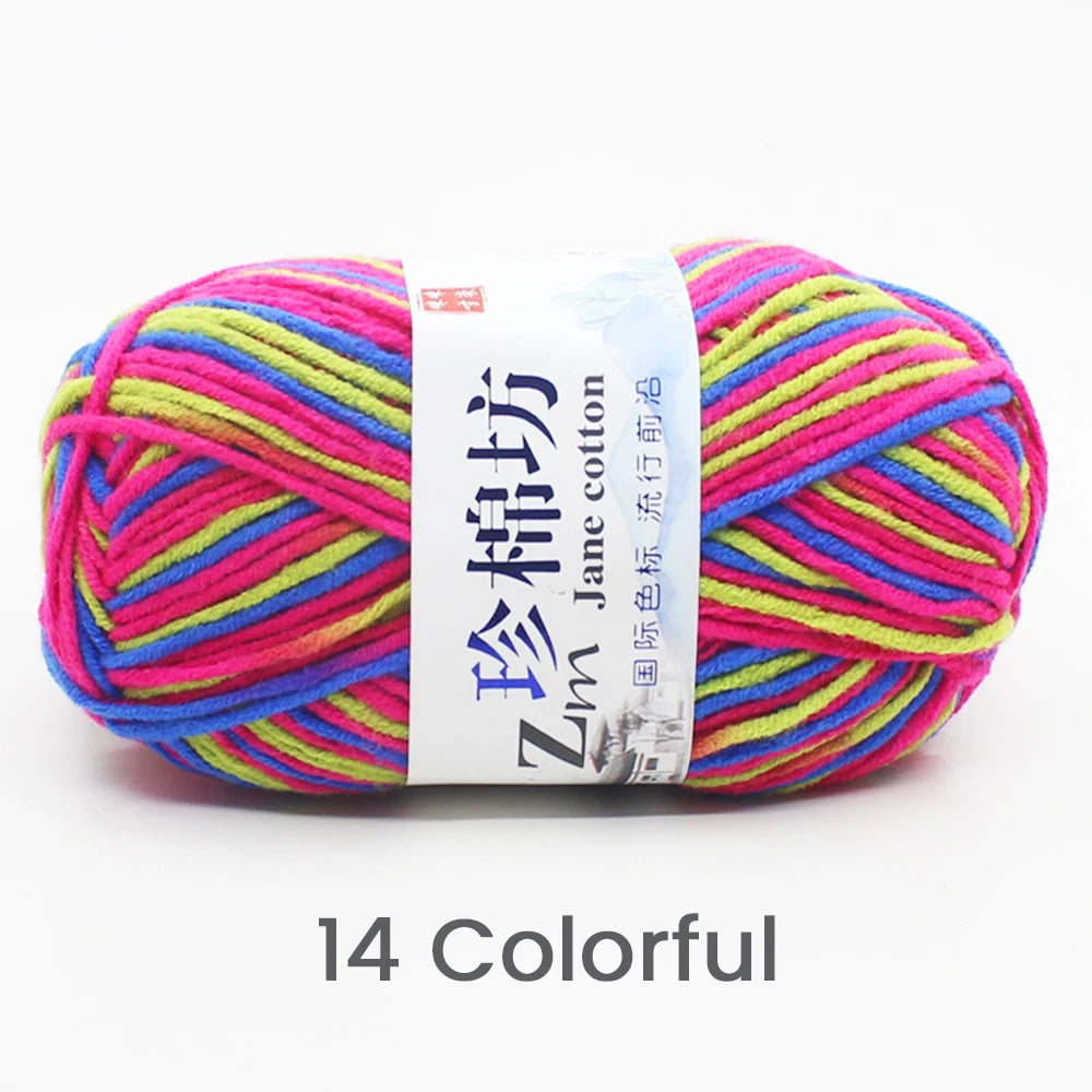 Fil de Laine Doux et Chaud à la Main, Crochet Double Ogo, BLANC ateur de Couleurs, Fil de Barrage, Bricolage Artisanal, Tricot, Pull, Écharpe, Chapeau, 50g/Pièce