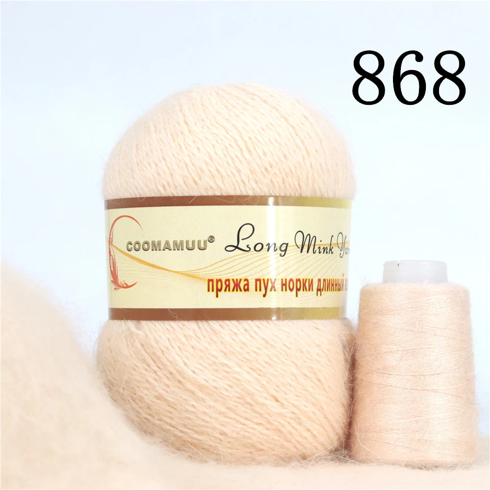خيط كشمير المينك الروسي المنفوش، خيط أزياء، خيط يدوي لمورد DIY، 50 جرام أساسي، 20 جرام إضافي، جديد