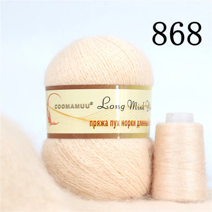خيط كشمير المينك الروسي المنفوش، خيط أزياء، خيط يدوي لمورد DIY، 50 جرام أساسي، 20 جرام إضافي، جديد