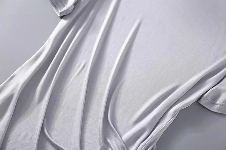 T-shirt ras du cou à manches courtes pour homme, vêtements de nuit, 50% soie, 50% Viscose, SG201