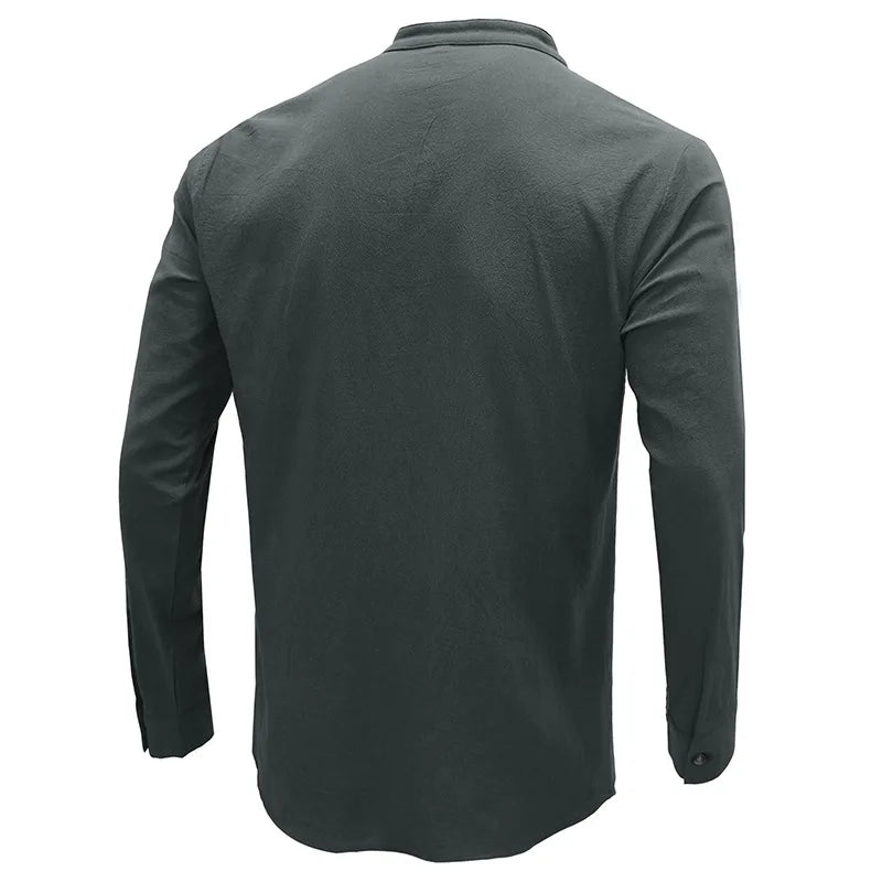 Wholesale Long Sleeve Shirt Linen Men Shirt Casual Long Sleeve 2025 Plus Size Men's Shirts for Guys