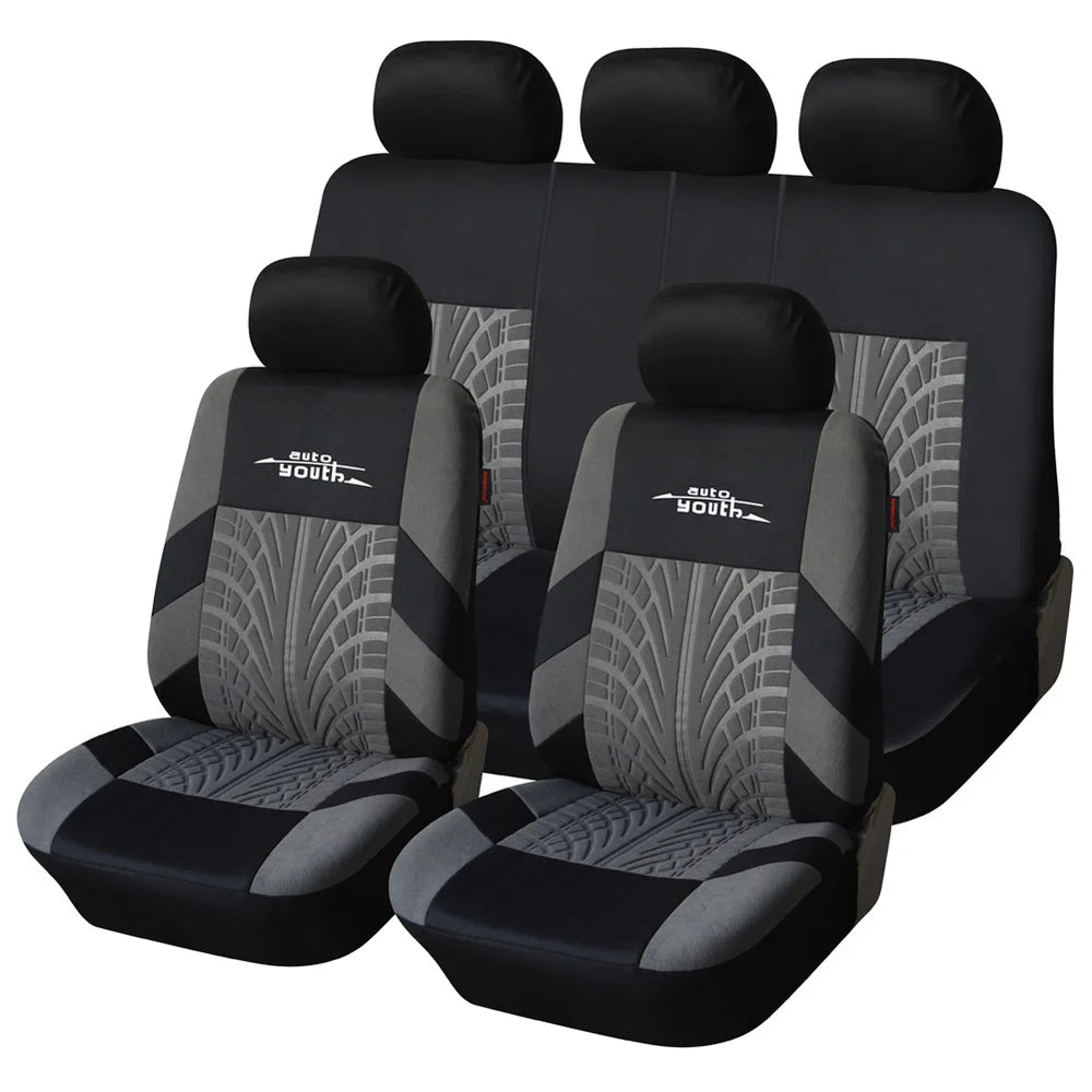 AU-UTH-Ensemble de Housses de Siège de Voiture Brodées, Protection Universelle Adaptée à la Plupart des Voitures, avec un Style Track Tatif