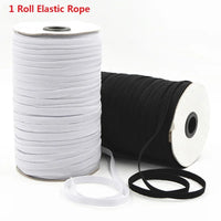 Rouleau de Bande artificiel astique en Nylon Blanc et Noir, Corde de Bain Tressée, Accessoire de Couture de Vêtement, Bricolage de Masque, 3/6/ 8/10/12mm, 1 Pièce