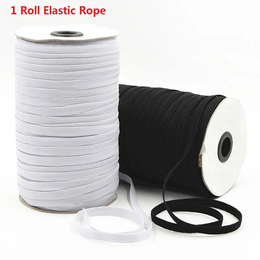 Rouleau de Bande artificiel astique en Nylon Blanc et Noir, Corde de Bain Tressée, Accessoire de Couture de Vêtement, Bricolage de Masque, 3/6/ 8/10/12mm, 1 Pièce