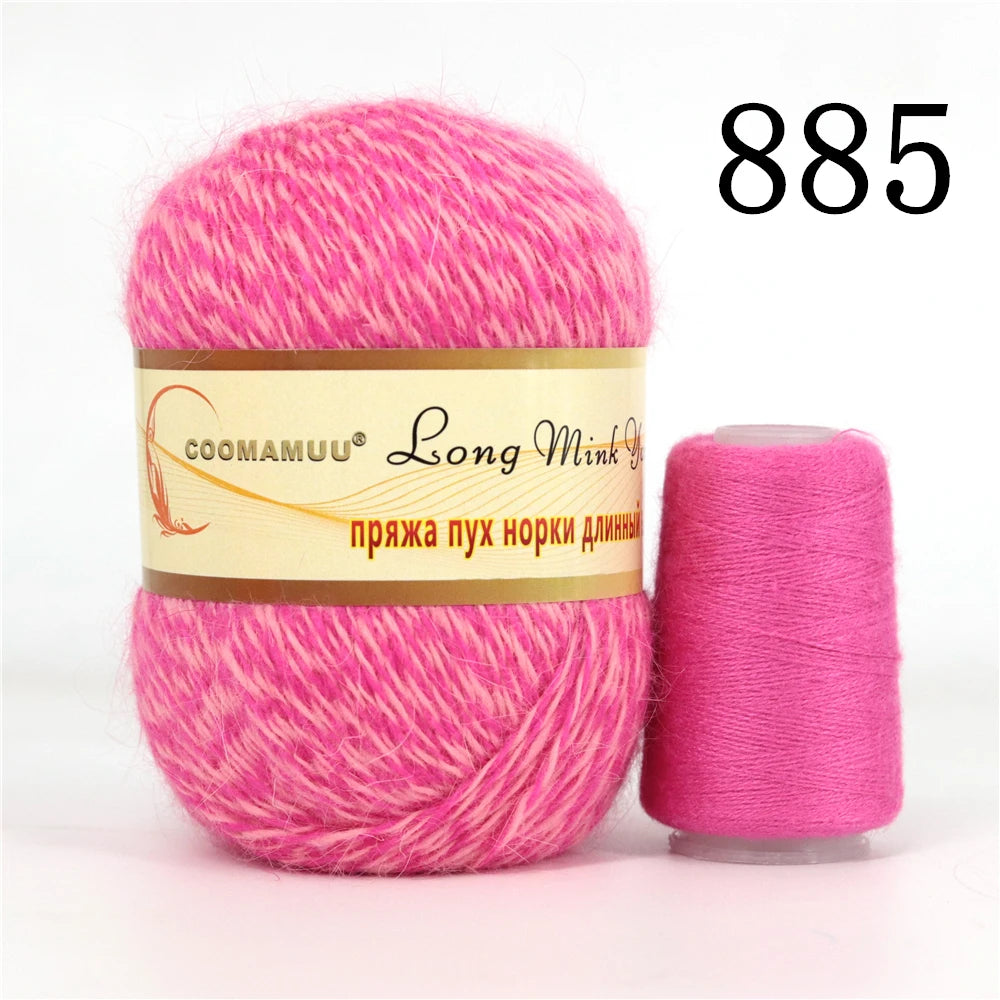 خيط كشمير المينك الروسي المنفوش، خيط أزياء، خيط يدوي لمورد DIY، 50 جرام أساسي، 20 جرام إضافي، جديد