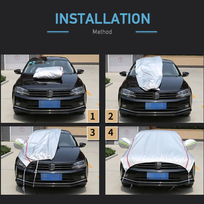Demi-bâche universelle pour voiture, imperméable, pour l'extérieur, Oxford, soleil, pluie, Protection Uv, anti-poussière, anti-neige, pour SUV, berline