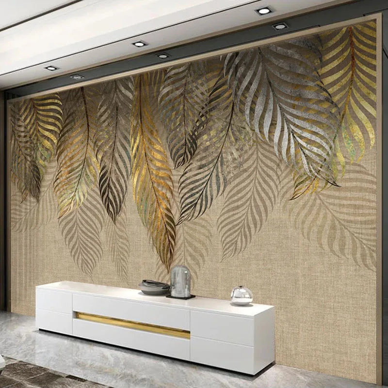 Papier peint mural personnalisé pour murs de chambre à coucher, feuilles d'art moderne 3D, peinture murale de fond TV, papier de décoration d'intérieur, salon