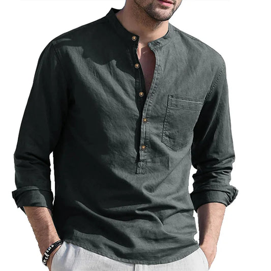 NEW1 1702 Men's shirt with multiple pockets, casual long sleeved top for Men's Shirts  K922K-01-06