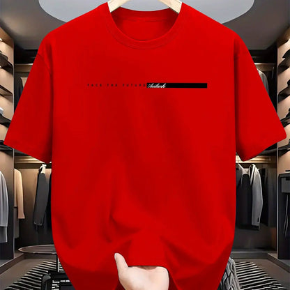 T-shirt à Manches Courtes et Col Rond pour Homme, Haut Décontracté, Coupe Ample, Grande Lettre Imprimée, Style High Street, Unisexe, Été, 100% Coton