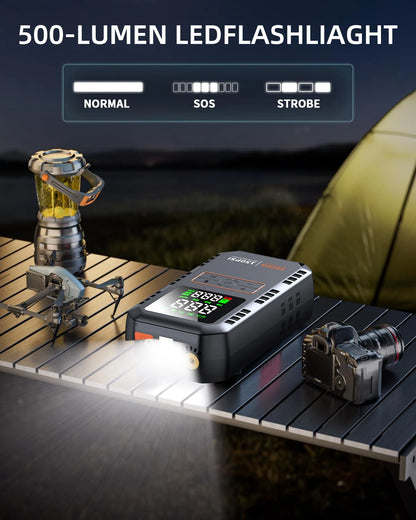 Démarreur de saut de voiture 4 en 1 avec compresseur d'air, Peak 5000A, Booster de batterie automatique, pompe à Air 150PSI, batterie externe Portable, gonfleur de pneus