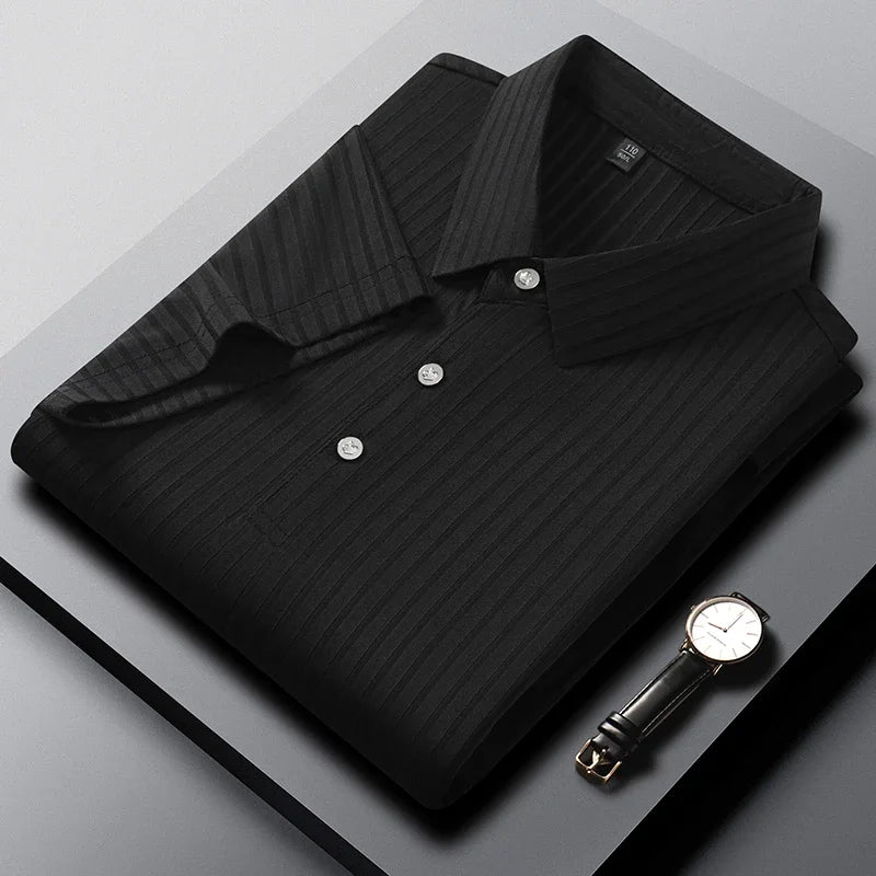 2025 nouveaux hommes décontracté mode rayé à manches courtes col Polo respirant et confortable été polyvalent T-shirt