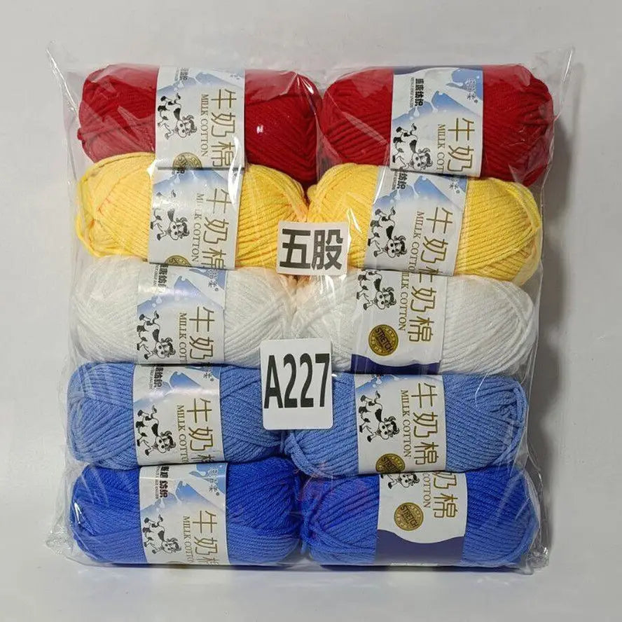 Fil de coton au lait de couleurs mélangées, 10 pièces, 500g, 5 plis, ensemble de fils au Crochet doux, fleurs tricotées à la main, fils peignés artisanaux au Crochet