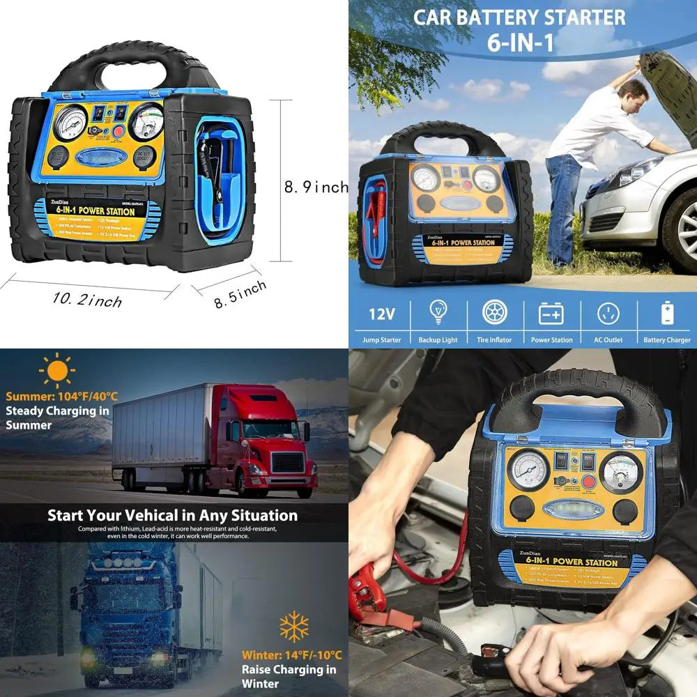 Démarreur de saut 6 en 1, 1800 ampères, avec compresseur d'air, gonfleur de pneus 260psi, batterie de voiture 12V, Pack de démarrage pour camion Aut