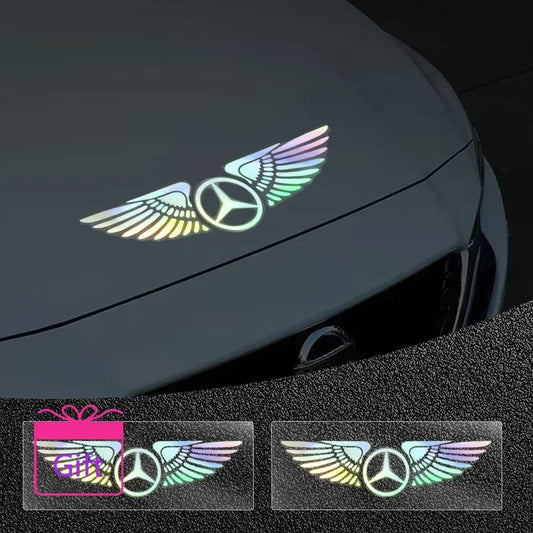 Autocollant de coffre de capot de pare-brise aile d'ange Laser coloré de voiture pour Mercedes Benz C180 C200 C260 C300 W108 W124 W126 W140 W168 W169