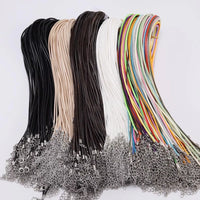 10 pièces/lot Dia 1.5/2mm cordon en cuir collier avec fermoir corde tressée réglable pour la fabrication de bijoux collier à faire soi-même Bracelet fournitures
