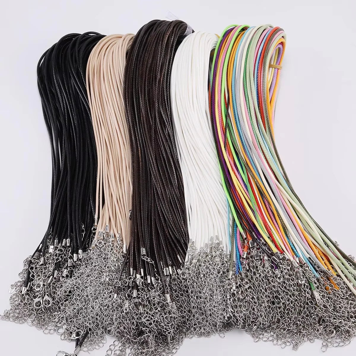 10 pièces/lot Dia 1.5/2mm cordon en cuir collier avec fermoir corde tressée réglable pour la fabrication de bijoux collier à faire soi-même Bracelet fournitures