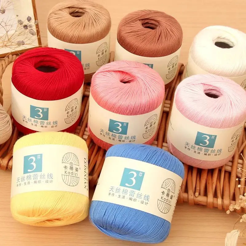 Fils de dentelle en coton mercerisé, fils de dentelle au crochet, broderie à la main, artisanat d'art, couvertures de bricolage, écharpe et pull, taille 3, # 100%