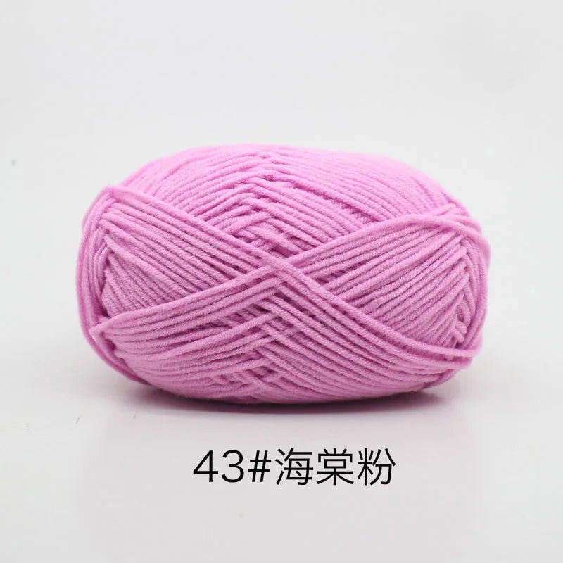 40-50 جم/المجموعة خيوط قطنية حليبية 4 طبقات (80%) للحياكة، صبغة لانا لعمل الكروشيه اليدوي، سترة قبعة دمى بسعر منخفض