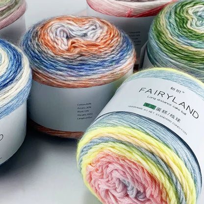 Fil à gâteau dégradé pour tricoter à la main, fil coloré au Crochet, Section moyenne et épaisse, fil arc-en-ciel en laine de coton teint, 100 g/pièce