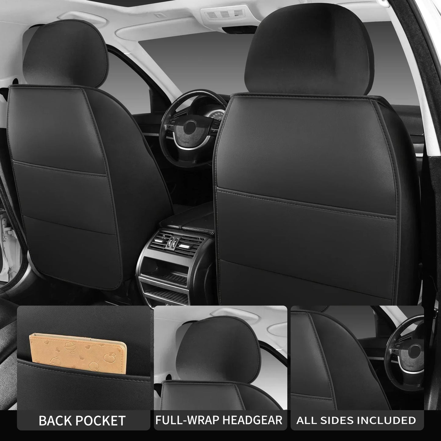 1pcs All inclusive seat cover full leather car seat cushion single seat driver and passenger seat cover all season universal pad