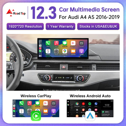 Nouveau Design sans fil CarPlay voiture multimédia pour Audi A4 A5 2016-2019 Support Airplay caméra Radio GPS voiture lecteur écran