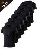 T-shirt de sport à séchage rapide ultraléger pour hommes, haut léger respirant, document solide, entraînement de fitness, entraînement, course à pied, salle de sport, 7 pièces
