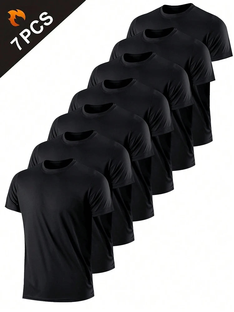 T-shirt de sport à séchage rapide ultraléger pour hommes, haut léger respirant, document solide, entraînement de fitness, entraînement, course à pied, salle de sport, 7 pièces