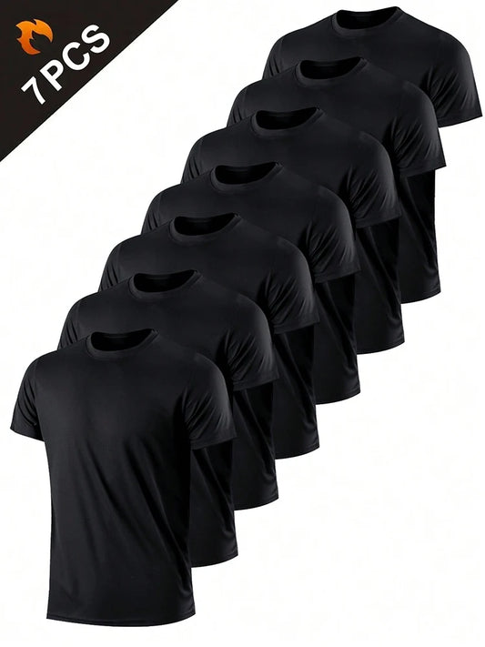 T-shirt de sport à séchage rapide ultraléger pour hommes, haut léger respirant, document solide, entraînement de fitness, entraînement, course à pied, salle de sport, 7 pièces