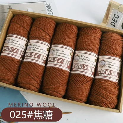 Fil de laine mérinos épais au Crochet à la main, 500 g/ensemble, pour chapeaux, manteaux, pulls, fil de laine mérinos doux pour la peau, gonflé, doux et chaud