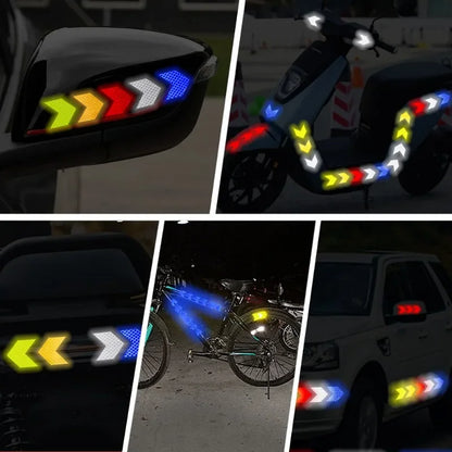 Autocollant réfléchissant en forme de flèche pour voiture, 10 pièces/ensemble, bande d'avertissement de sécurité pour pare-chocs de voiture, réflecteur de coffre, bande de danger, style de voiture