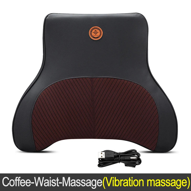 Coussin de cou de massage de vibration de voiture, support lombaire intelligent électrique, coussin de dos de repos de sauna de siège de voiture de voyage