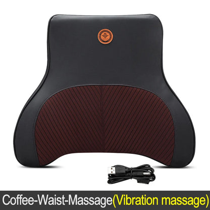 Coussin de cou de massage de vibration de voiture, support lombaire intelligent électrique, coussin de dos de repos de sauna de siège de voiture de voyage