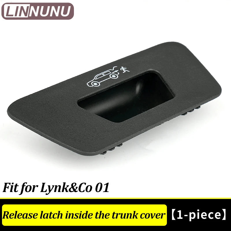 LINNUNU couvercle de commutateur de déverrouillage du couvercle du coffre adapté pour Lynk & co 01 bouton de coffre interne trappe arrière serrure hayon hayon hayon poignée de verrouillage
