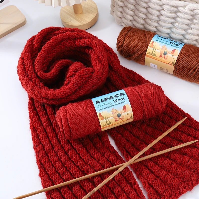 500g contient 5 écheveaux de fil de laine d'alpaga épais, 245 aiguilles, fil à tricoter, fil de matériel de bricolage pour pulls à tricoter, fil pour la fabrication de pulls en laine, grands manteaux, châles, chapeaux,