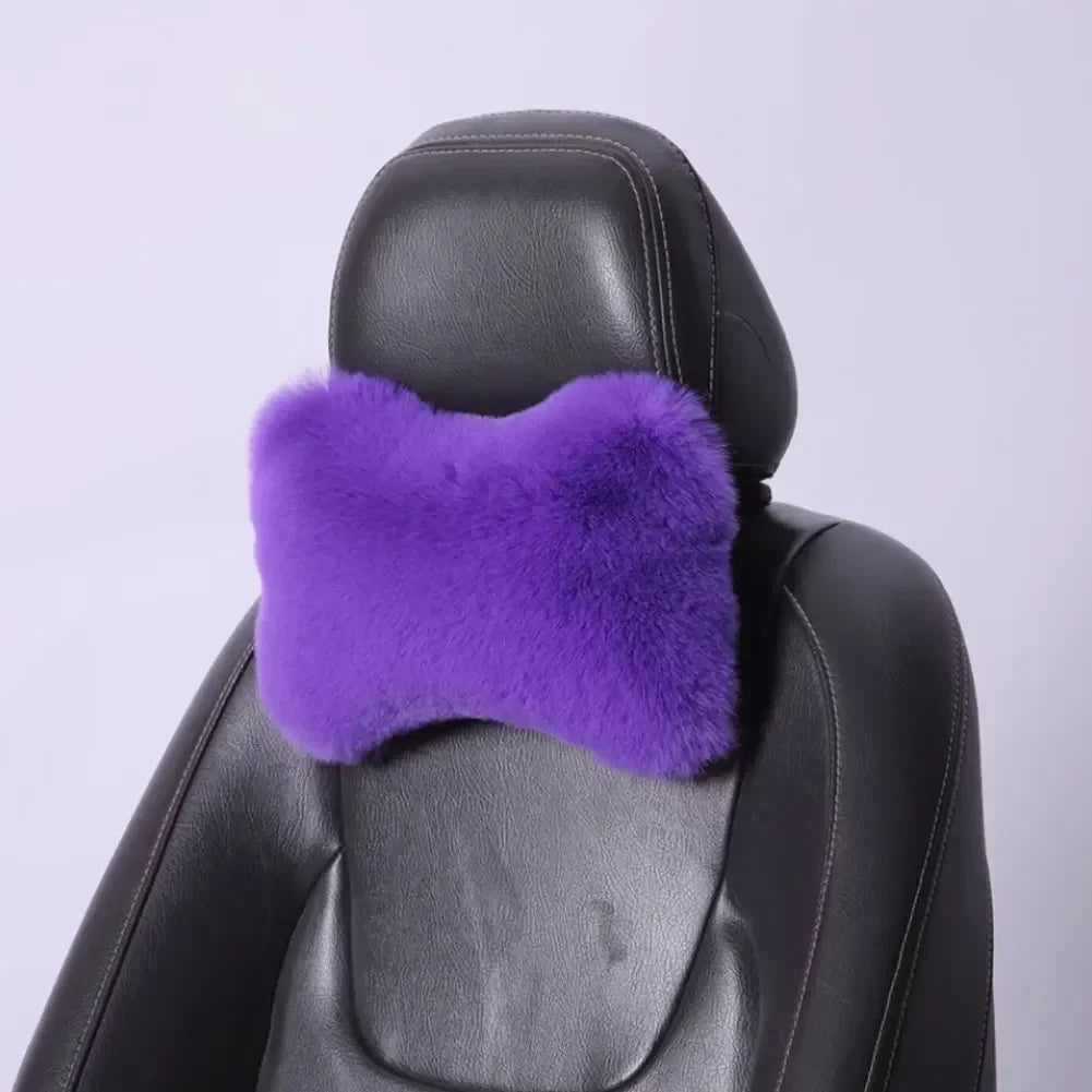 Appui-tête de cou de voiture d'hiver, oreiller doux pour siège de voiture, oreiller respirant en peluche, Support de tête et de cou, oreiller de sommeil, accessoires de voiture