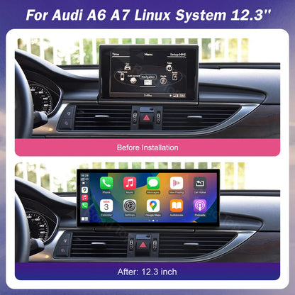 Autoradio multimédia stéréo pour Audi A6 C6 C7 A7 2011-2018 sans fil CarPlay GPS Navi lecteur Radio Bluetooth 12.3 "écran tactile