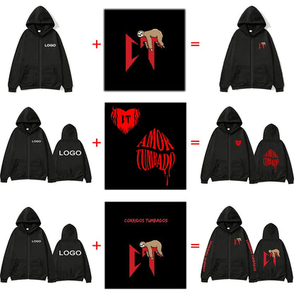 Sweat à capuche imprimé personnalisé pour hommes et femmes, fermeture éclair, ample, vêtements décontractés, mode, manches longues, pull à capuche, personnalité