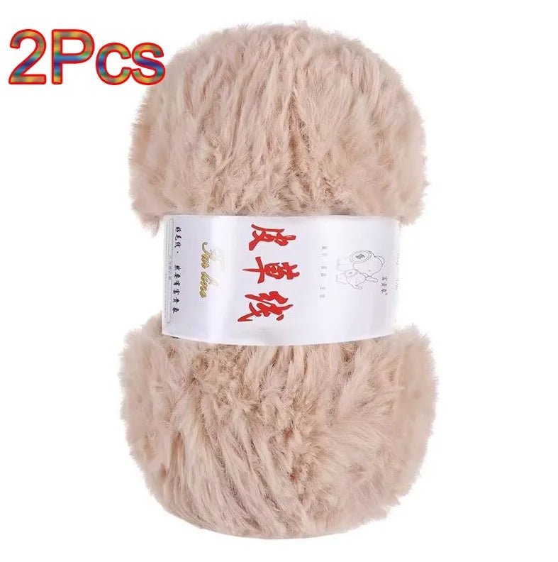 Fil de laine de vison, 2 pièces, fil de fausse fourrure, cachemire, tricot à la main, Crochet, fil de pull, vêtements, écharpe, fil de vison moelleux