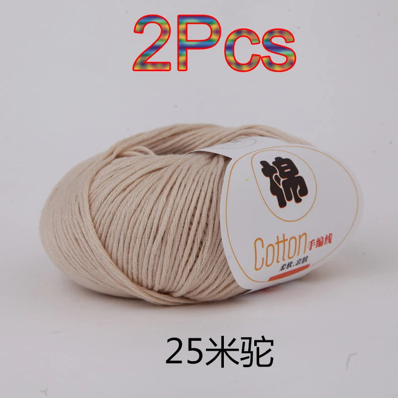 Fil à tricoter doux 100% coton, 2 pièces, fil au Crochet pour tricot, pull, couverture, gants, chapeau, écharpe, crochet, sac amigurumi, pantoufle