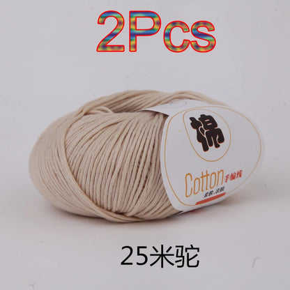 Fil à tricoter doux 100% coton, 2 pièces, fil au Crochet pour tricot, pull, couverture, gants, chapeau, écharpe, crochet, sac amigurumi, pantoufle