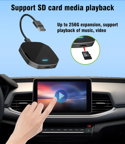 Adaptateur sans fil Android Auto Apple CarPlay double WiFi Plug And Play, boîtier intelligent AI avec Youtube Netflix IPTV TikTok, 2026