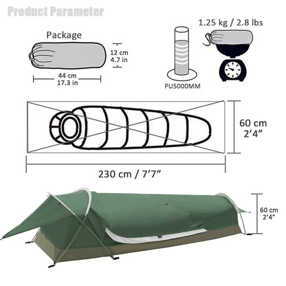 Tente extérieure pour une personne, imperméable, légère, mini tente tunnel, 3 saisons