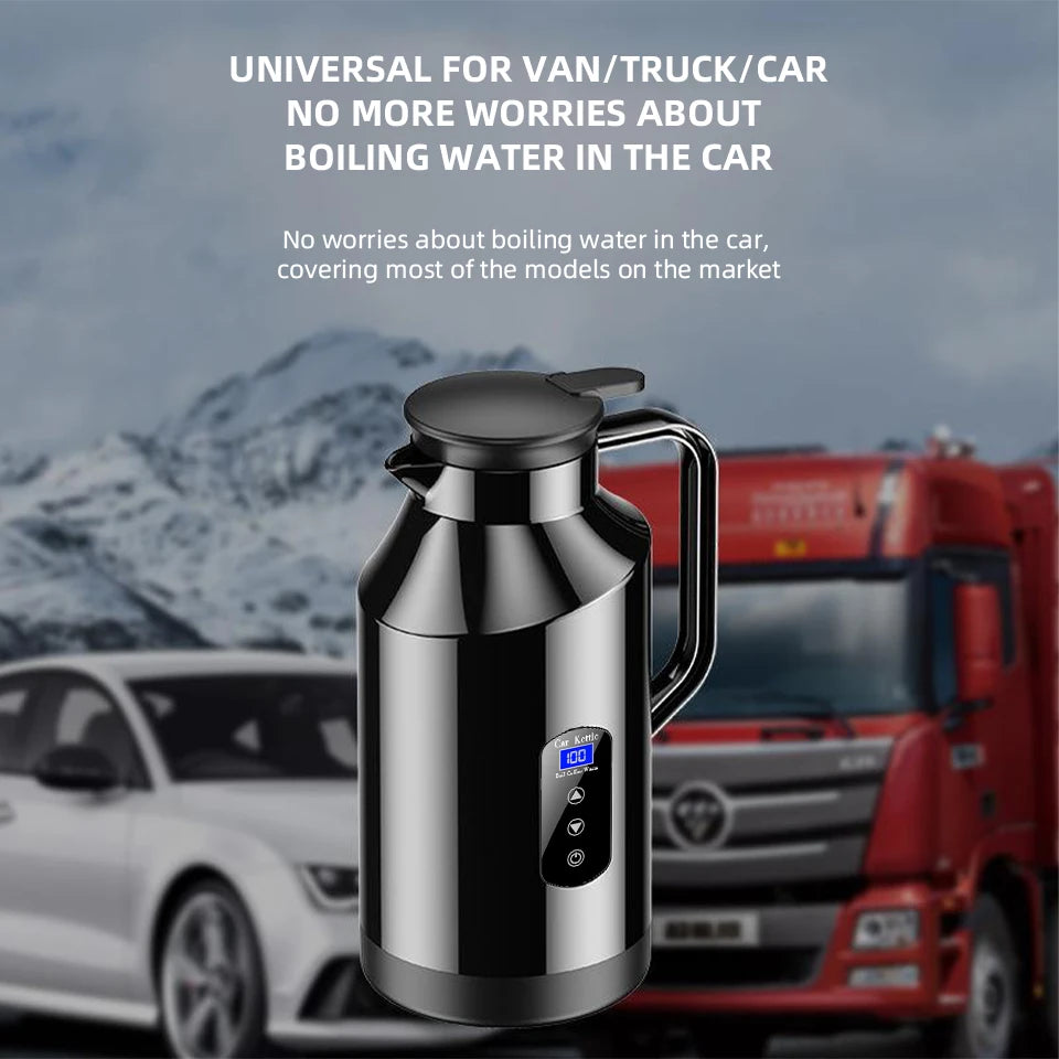 Bouilloire électrique 12v 24v montée sur voiture, pour camions, grande capacité de 1500ML, isolée, eau bouillante, café, nouilles instantanées