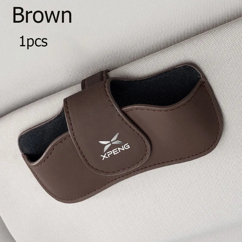 Sac à lunettes pare-soleil de voiture, boîte de rangement en cuir résistant à l'usure pour lunettes de soleil XPeng G3 G6 G9 P5 P7 P7 + P9 G3i X9 N5 G7 MONA M03