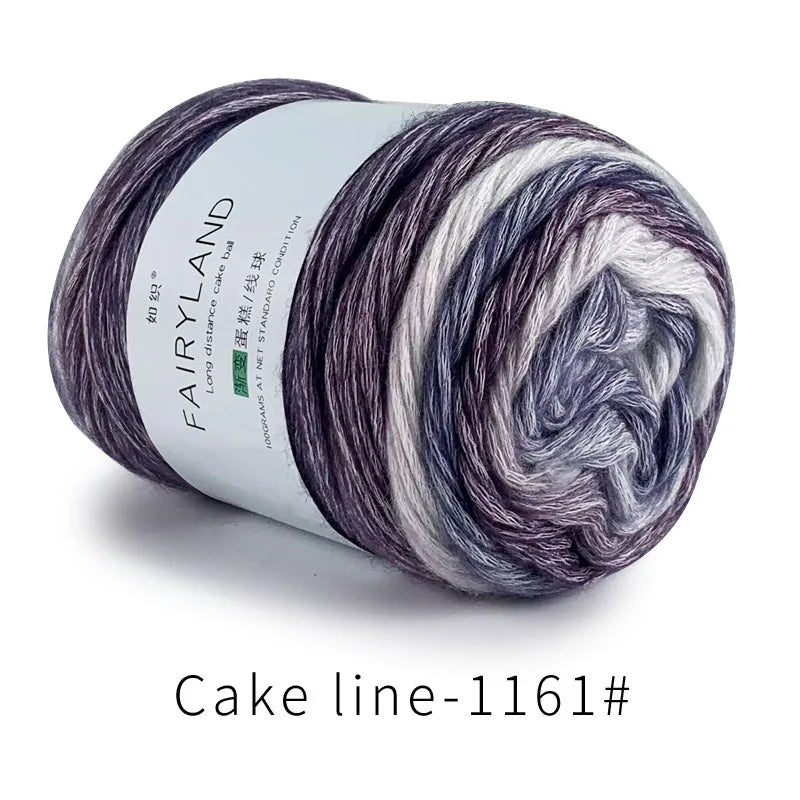 Fil à gâteau dégradé pour tricoter à la main, fil coloré au Crochet, Section moyenne et épaisse, fil arc-en-ciel en laine de coton teint, 100 g/pièce