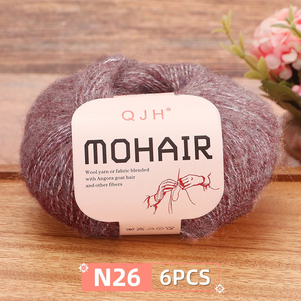 Fil Mohair doux et chaud, 6 paquets/150g, chaussettes de pull en tricot faites à la main, fil d'écharpe châle au Crochet, 60% Mohair, 40% acrylique