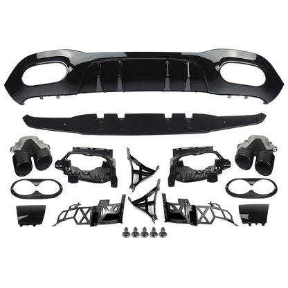 Lèvre de diffuseur de pare-chocs arrière de Style A45 A35 avec embouts d'échappement pour Mercedes Benz W177 A160 A180 A200 A220 A250 hayon 2019 +
