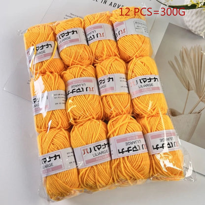 12 pièces 300g fil de lait fait à la main grossier bricolage tissage boule de fil pour pull chapeau écharpe et autres vêtements doux Crochet fil à tricoter