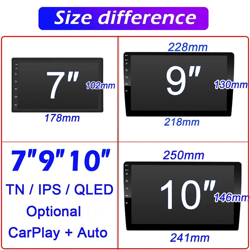 7/9/10 pouces universel Android 13 Autoradio 64G Autoradio android 2 Din autoradio GPS BT Central multimédia systèmes de voiture intelligente
