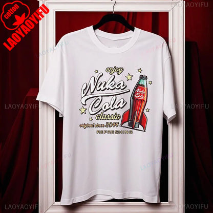 تيشيرت Nuka Cola Fallout للجنسين من القطن الناعم، تي شيرت مضحك، تي شيرت أحمر عتيق 2044، تي شيرت علوي، هدية للمعجبين، ملابس رجالية، هاراجوكو